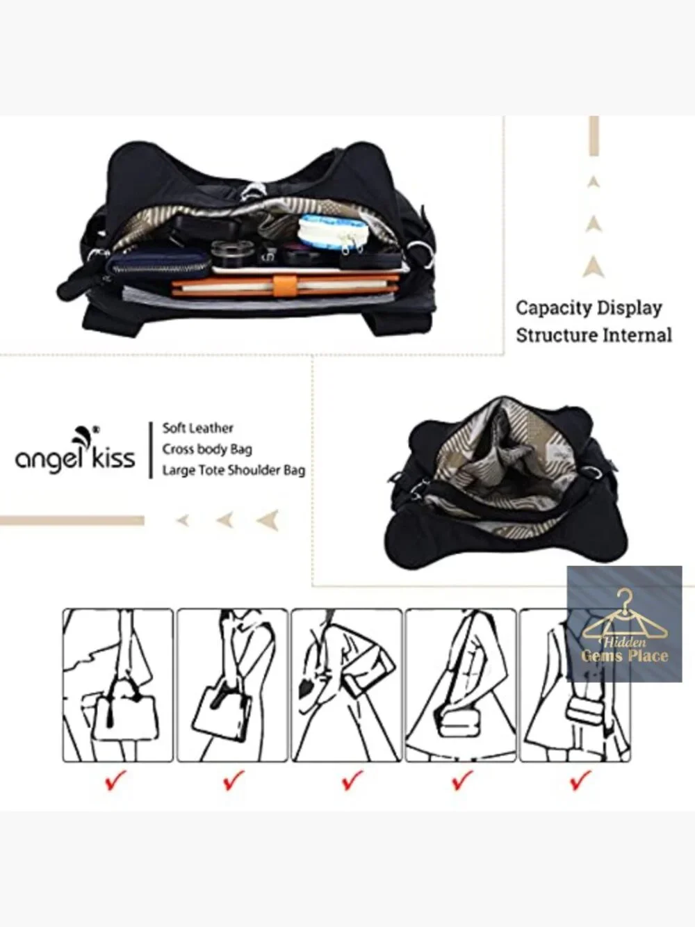 Large Hobo Shoulder Bag Purse for Women Faux Leather Satchel